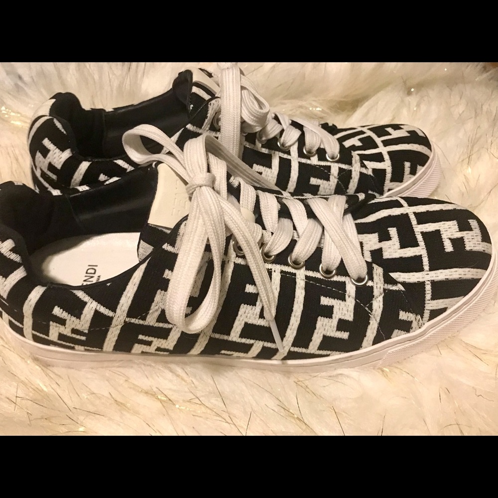 FENDI Sneakers Roma Black/White FF Tech Fabric lace-up🇮🇹 - Picture 1 of 11